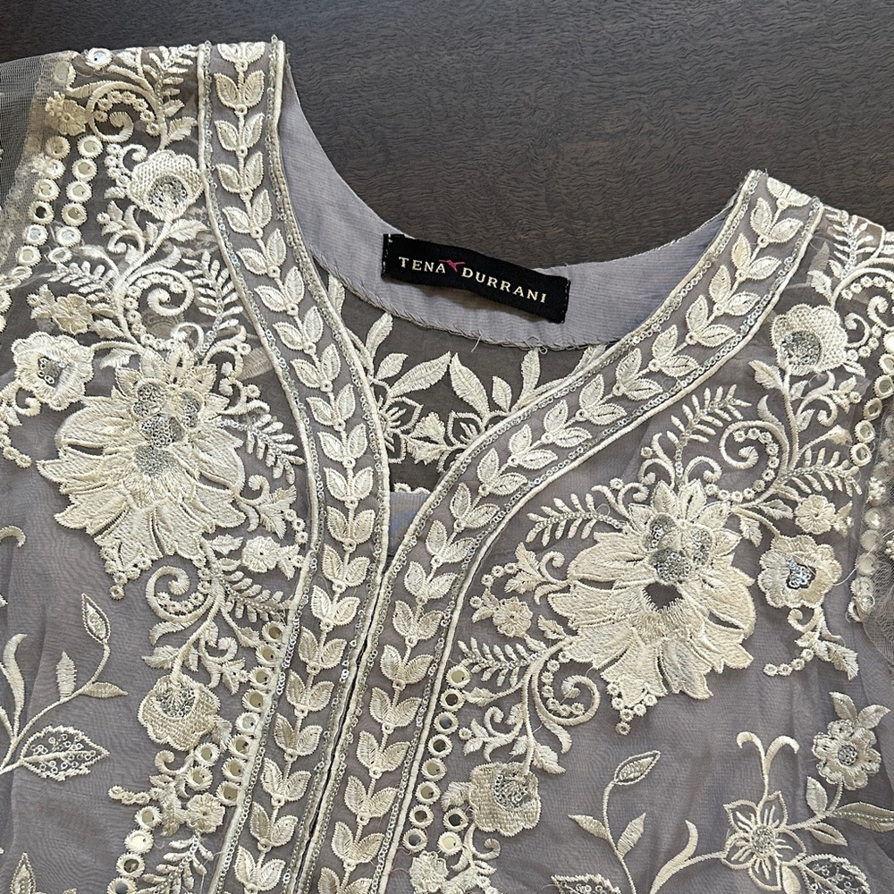 Tena Durrani Elegant Embroidered Sheer suit - Picture 8 of 12